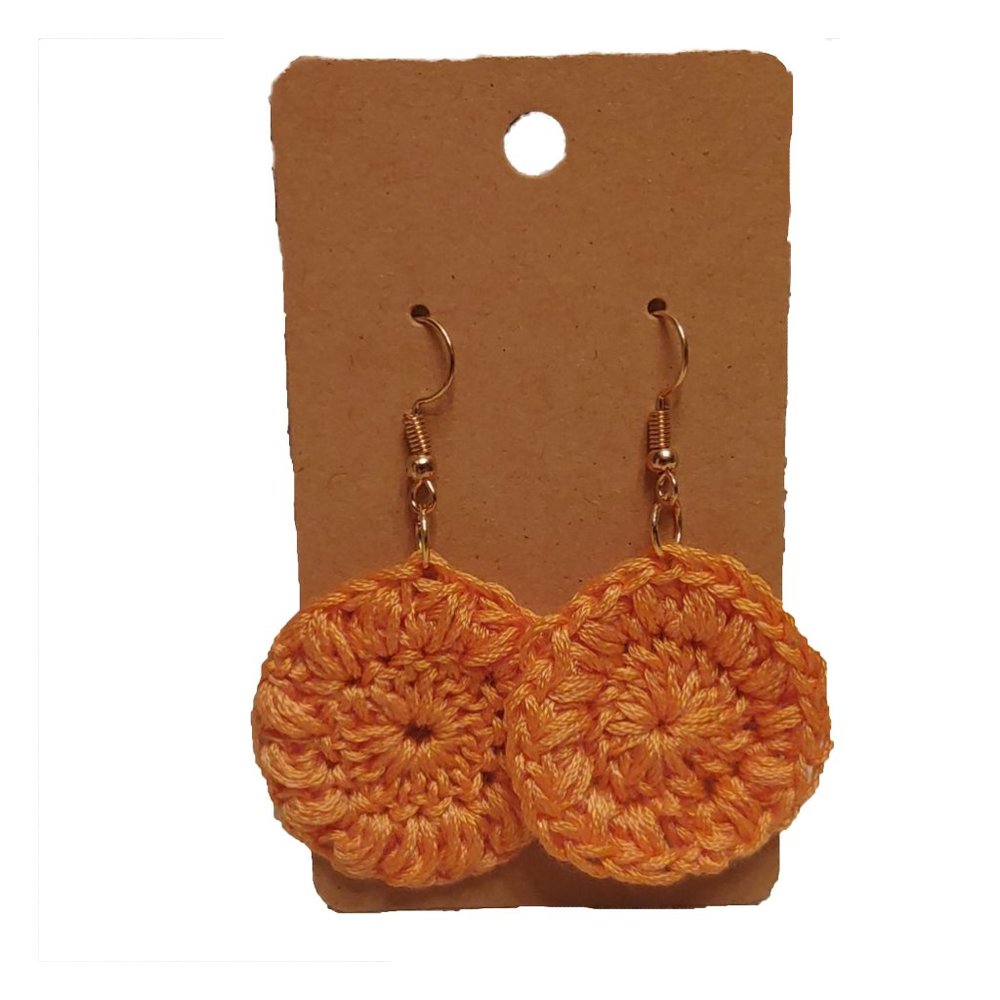 Light Orange in "Round" Handmade Crochet Earrings